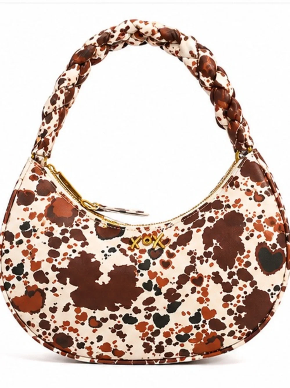 Betsey Johnson Xonorthy Woven Cow-Print Hearted Woven Shoulder Bag